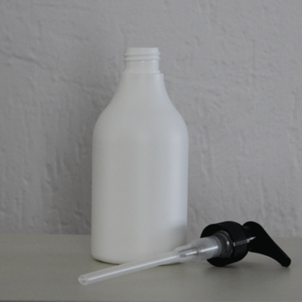 HDPE fles wit 250 ml met pomp zwart
